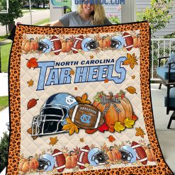 NCAA North Carolina Tar Heels Welcome Fall Pumpkin Halloween Quilt Blanket
