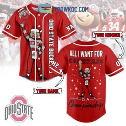 NCAA Ohio State Buckeyes Custom Name Number All I Want For Christmas Baseball Jersey