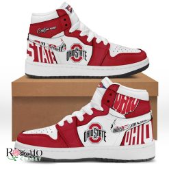NCAA Ohio State Buckeyes Custom Name Red White Air Jordan 1 High Sneakers