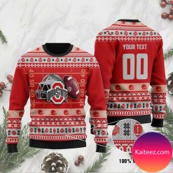 NCAA Ohio State Buckeyes Custom Text Number Ugly Christmas Sweater