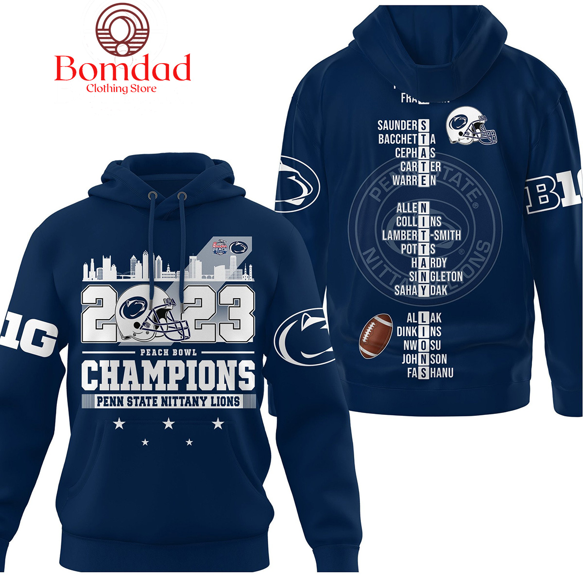 NCAA Penn State Nittany Lions 2023 Peach Bowl Champions Pullover Hoodie
