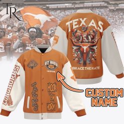 NCAA Texas Longhorns Custom Name Embrace The Hate Baseball Jacket