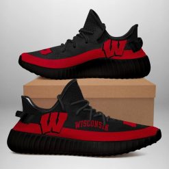 NCAA Wisconsin Badgers Black Red Yeezy Boost Sneakers