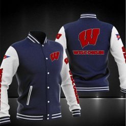 NCAA Wisconsin Badgers Blue White Baseball Jacket