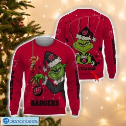NCAA Wisconsin Badgers Custom Name Grinch Ugly Christmas Sweater