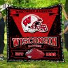 NCAA Wisconsin Badgers EST 1889 Black Quilt Blanket