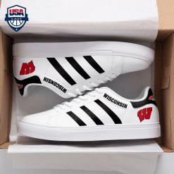 NCAA Wisconsin Badgers White Black Stripes Stan Smith Shoes
