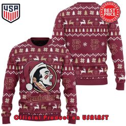 NCAA Florida State Seminoles Logo Santa Hat Ugly Christmas Sweater