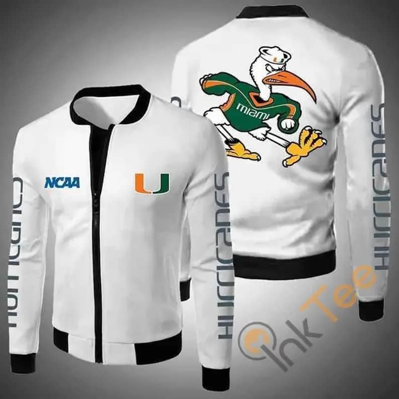 NCAA Miami Hurricanes White Bomber Jacket