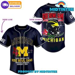 NCAA Michigan Wolverines Custom Name Number Rose Bowl Game Baseball Jersey