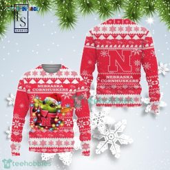 NCAA Nebraska Cornhuskers Baby Yoda Christmas Light Sweater