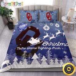 NCAA Oklahoma Sooners Santa Claus Sleigh And Reindeer Bedding Set