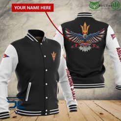 NCAA Arizona State Sun Devils Custom Name Black White Eagle Baseball Jacket