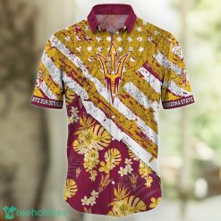 Alternative view of NCAA Arizona State Sun Devils Tropical Flower And Flag Hawaiian Shirt
