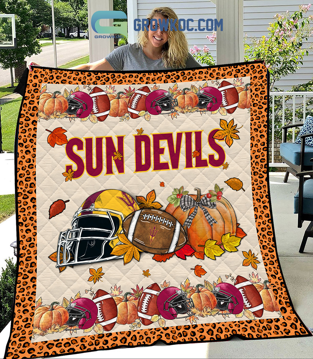 NCAA Arizona State Sun Devils Welcome Fall Pumpkin Quilt Blanket