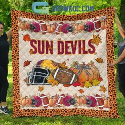 Alternative view of NCAA Arizona State Sun Devils Welcome Fall Pumpkin Quilt Blanket