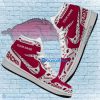 NCAA Arkansas Razorbacks Custom Name New Season Design Air Jordan 1 High Sneakers