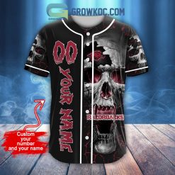 Alternative view of NCAA Arkansas Razorbacks Custom Name Number Skull Design Baseball Jersey