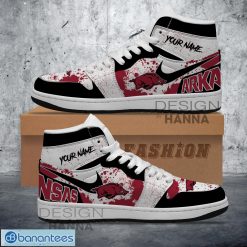 NCAA Arkansas Razorbacks Custom Name Paint Splash Texture Air Jordan 1 High Sneakers