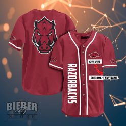 NCAA Arkansas Razorbacks Custom Name Red Baseball Jersey