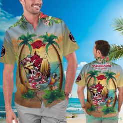 NCAA Arkansas Razorbacks Custom Name With Flamingo Parrot Hawaiian Shirt