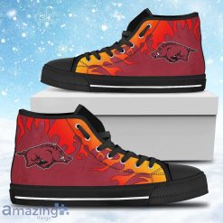 NCAA Arkansas Razorbacks Fire Burning Fierce Strong High Top Shoes