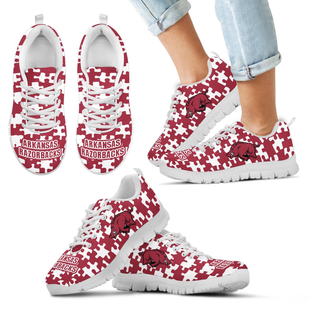 NCAA Arkansas Razorbacks Puzzle Logo Running Shoes