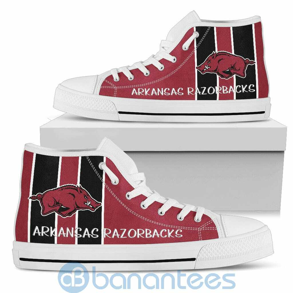 NCAA Arkansas Razorbacks Vertical Stripes Style High Top Shoes