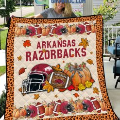 NCAA Arkansas Razorbacks Welcome Fall Pumpkin Quilt Blanket