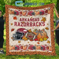 Alternative view of NCAA Arkansas Razorbacks Welcome Fall Pumpkin Quilt Blanket