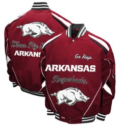 NCAA Arkansas Razorbacks Wooo Pig Sooie Baseball Jacket