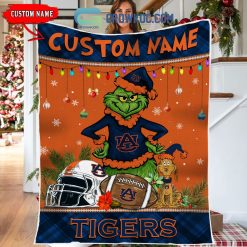 NCAA Auburn Tigers Custom Name Grinch Christmas Fleece Blanket