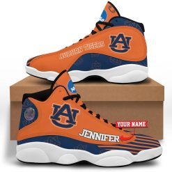 NCAA Auburn Tigers Custom Name Logo Orange Navy Air Jordan 13 Shoes
