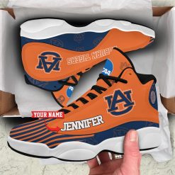 Alternative view of NCAA Auburn Tigers Custom Name Logo Orange Navy Air Jordan 13 Shoes