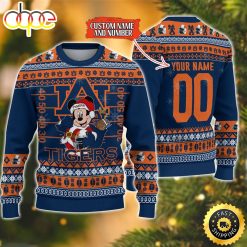 NCAA Auburn Tigers Custom Name Number Mickey Ugly Christmas Sweater