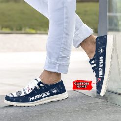 Alternative view of NCAA Connecticut Huskies Custom Name White Blue Hey Dude Shoes