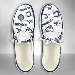 NCAA Connecticut Huskies Custom Name White Blue Hey Dude Shoes