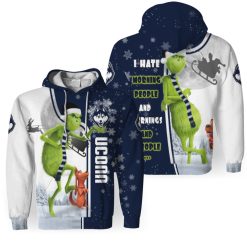 NCAA Connecticut Huskies Grinch Christmas Pullover Hoodie