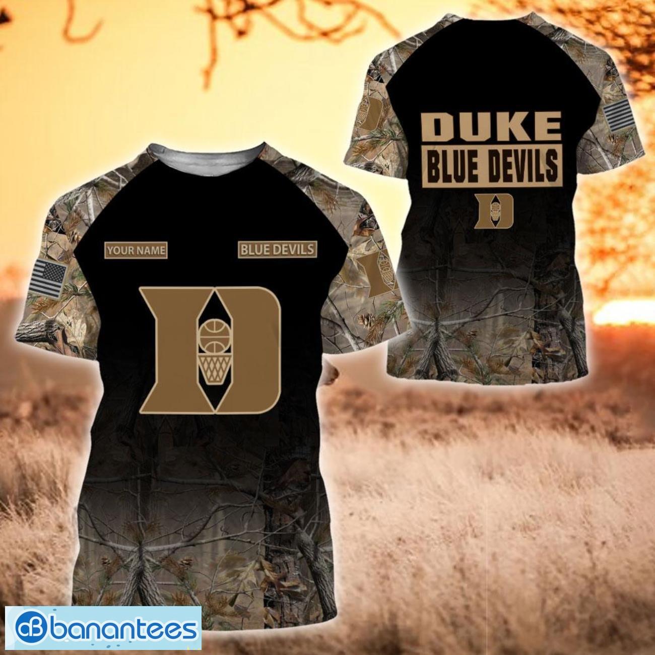 NCAA Duke Blue Devils Custom Name Hunting Camo Style T-Shirt