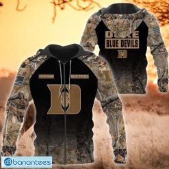 NCAA Duke Blue Devils Custom Name Hunting Camo Style Zip Up Hoodie