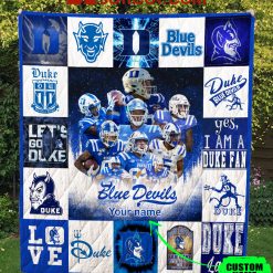 Alternative view of NCAA Duke Blue Devils Custom Name Let’s Go Blue Devils Quilt Blanket