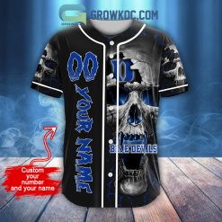 Alternative view of NCAA Duke Blue Devils Custom Name Number Skull Design Baseball Jersey