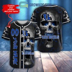 NCAA Duke Blue Devils Custom Name Number Skull Design Baseball Jersey