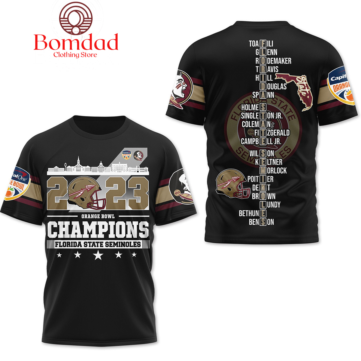 NCAA Florida State Seminoles 2023 Orange Bowl Champions T-Shirt