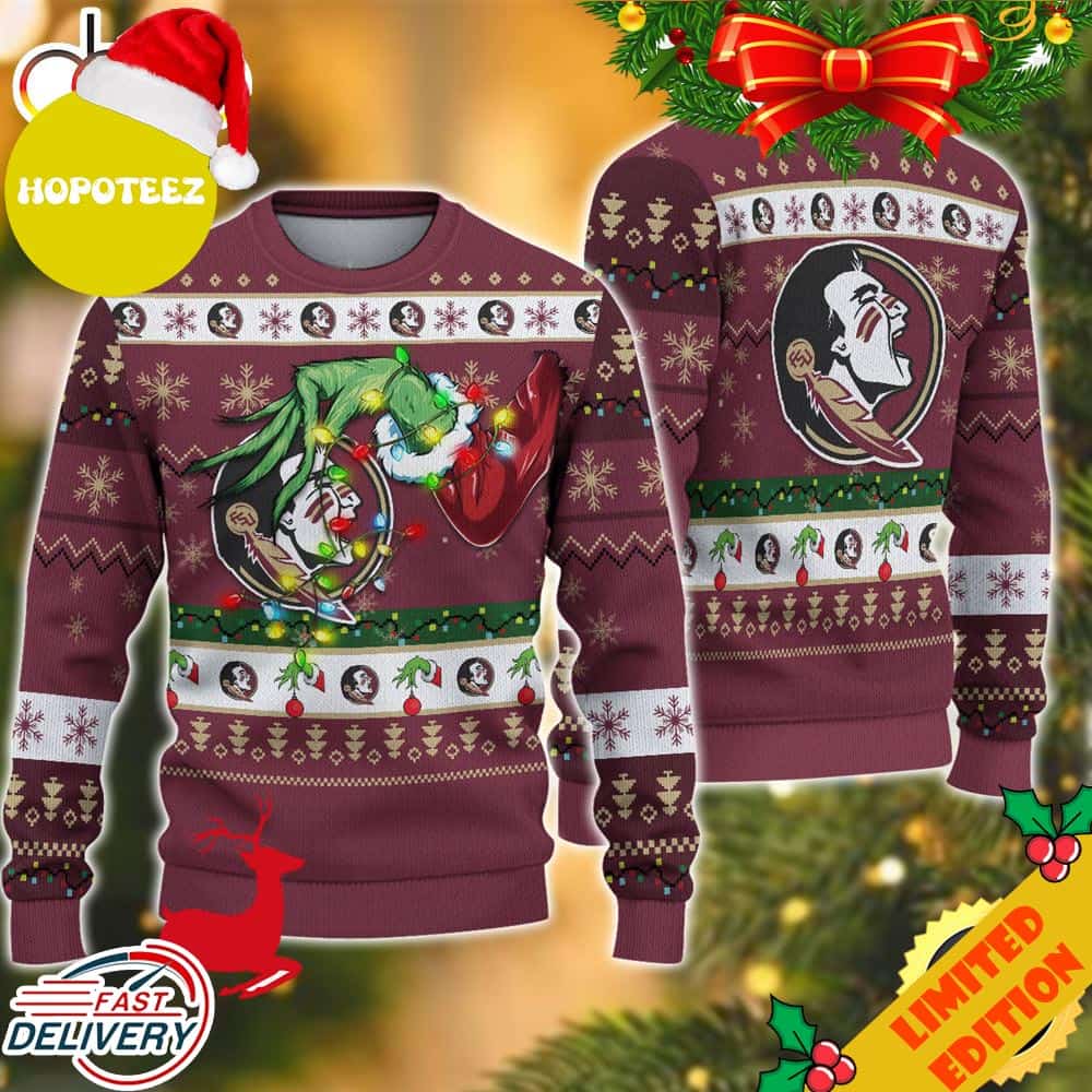 NCAA Florida State Seminoles Grinch Ugly Christmas Sweater