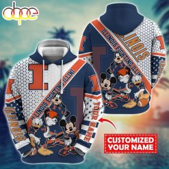 NCAA Illinois Fighting Illini Custom Name Character Cartoon Movie Pullover Hoodie