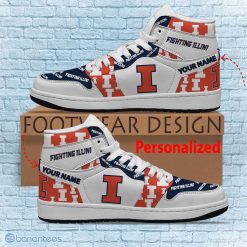 Alternative view of NCAA Illinois Fighting Illini Custom Name Logo Air Jordan 1 High Sneakers