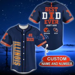 NCAA Illinois Fighting Illini Custom Name Number Best Dad Ever Baseball Jersey