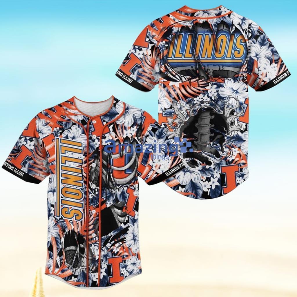 NCAA Illinois Fighting Illini Skeleton Baseball Jersey