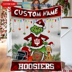 NCAA Indiana Hoosiers Custom Name Grinc Christmas Fleece Blanket